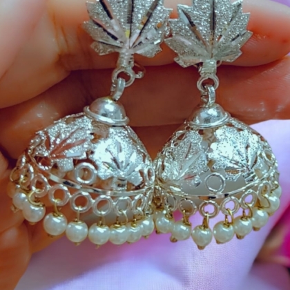 Chinar-Handcrafted-Jhumkas-in-hallmarked-Silver-with-white-pearls-scaled