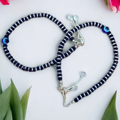 Evil Eye Bracelet with garnet in Hallmarked Silver
