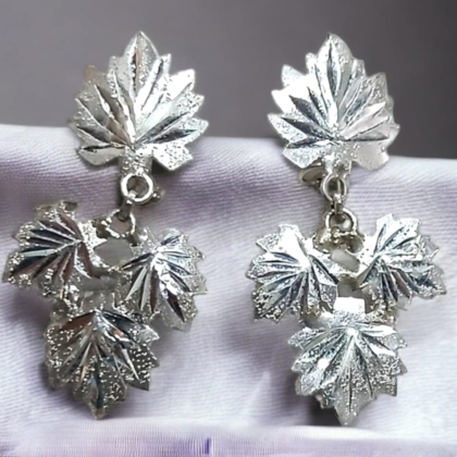 Handcrafted Chinar Leaves Earrings in Hallmarked Silver