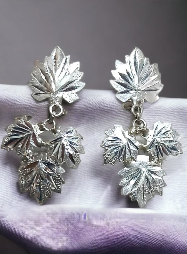 Handcrafted Chinar Leaves Earrings in Hallmarked Silver