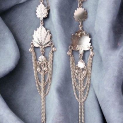 Traditional-Kashmiri-Earrings-with-triple-hand-crafted-chinar-leaves-scaled